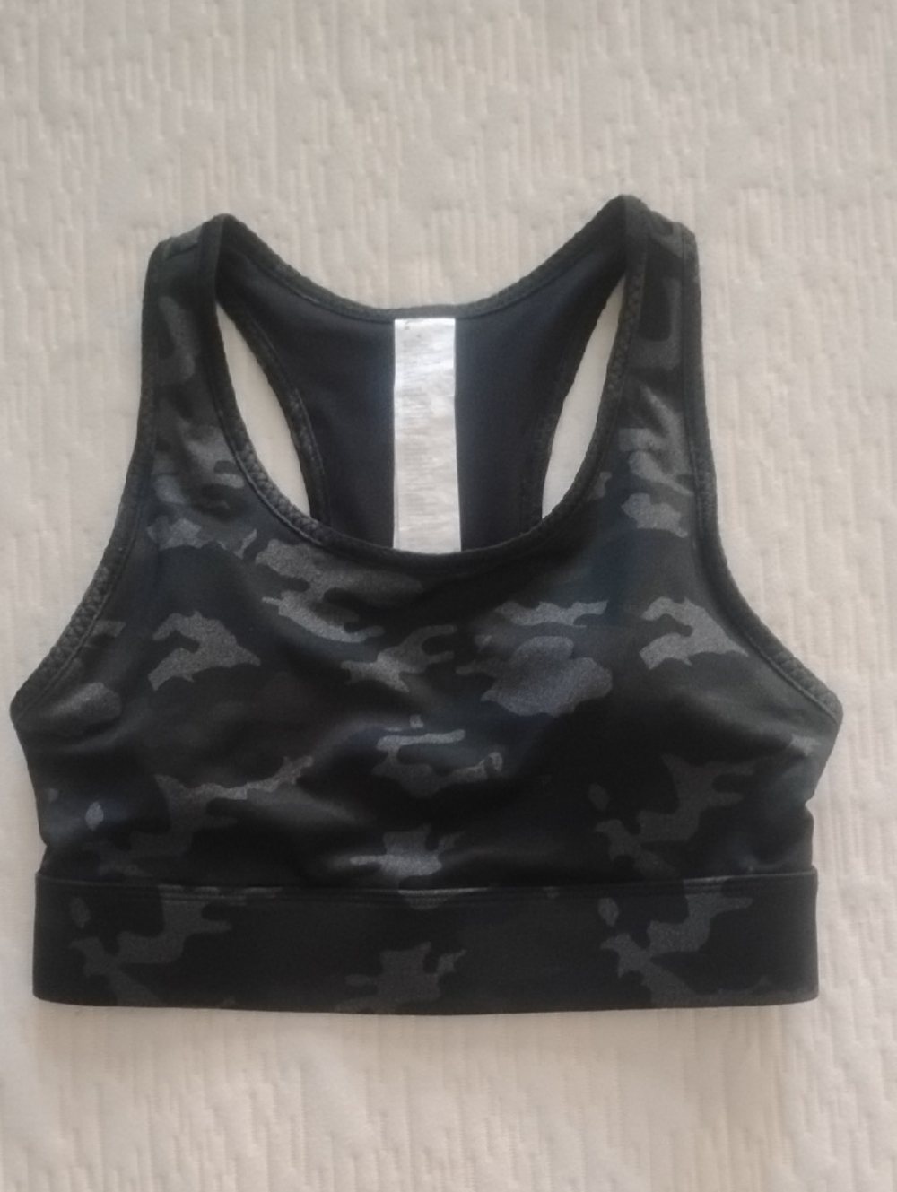 Dark Green And Gray Camo Racerback Sports Bra - Women Intimates